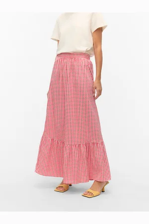 VERO MODA Vmcheck Wysoka Talia Długa Spódnica