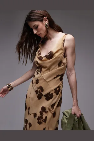 Topshop Built Up Double Layered Cowl Neck Maxi Dress
