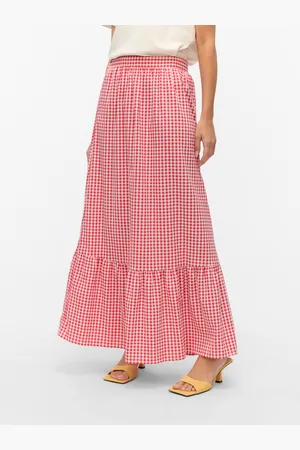 VERO MODA Vmcheck Wysoka Talia Długa Spódnica
