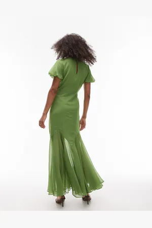 Topshop Ruffle Sleeve Volume Hem Maxi Dress