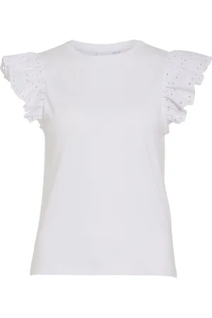 VILA Embroidered Cap Sleeve Top
