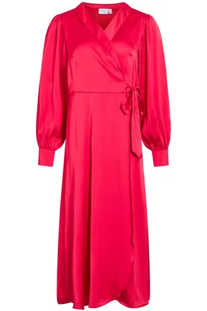 VILA Long Sleeved Midi Wrap Dress