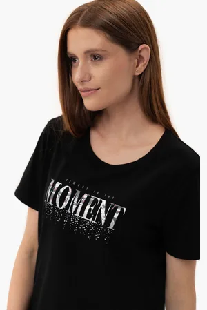 Volcano Bawełniany t-shirt z printem, Comfort Fit, T-MOMENTS