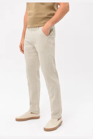 Volcano Lniane spodnie chinosy, Comfort Fit, R-LINN