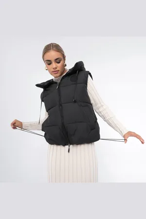 Wittchen Damska kamizelka oversize pikowana czarna