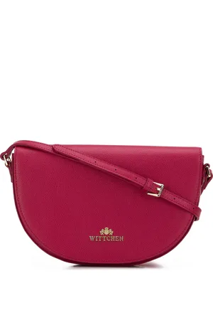 Wittchen Damska saddle bag z groszkowanej skóry prosta różowa