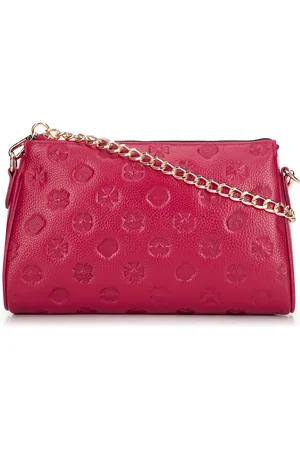 Wittchen Torebka crossbody skórzana w tłoczenie malinowa