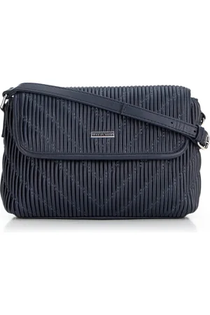 Wittchen Damska crossbody w pionowe przeszycia z ekoskóry granatowa