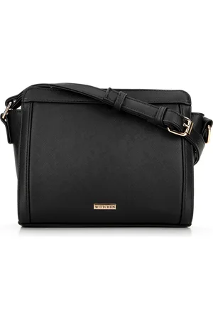 Wittchen Damska torebka crossbody saffiano czarna ze złotym logo