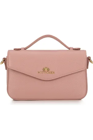 Wittchen Torebka damska crossbody ze skóry groszkowej różowa