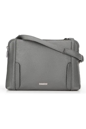 Wittchen Damska torebka crossbody dwukomorowa szaro - srebrna