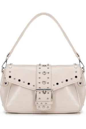 Wittchen Damska crossbody z ekoskóry w dekoracyjne nity kremowa