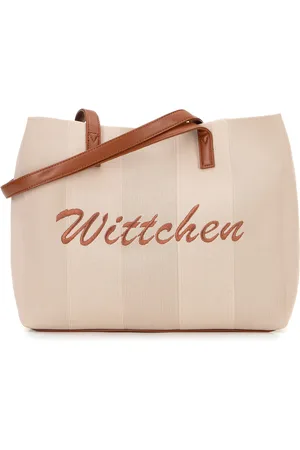 Wittchen Torebka shopperka z elementami ekoskóry beżowo - brązowa