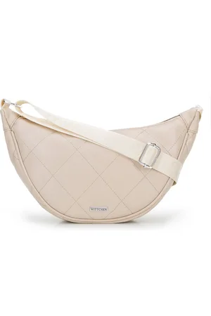 Wittchen Damska torebka crossbody w geometryczne przeszycia kremowo - srebrna