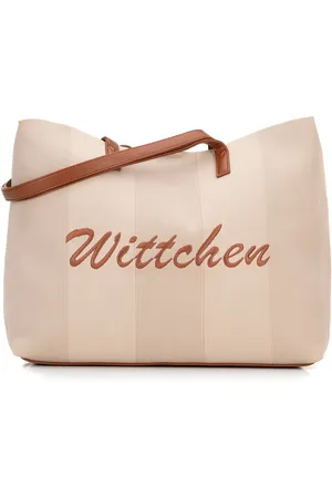 Wittchen Duża torebka shopper z elementami ekoskóry beżowo - brązowa