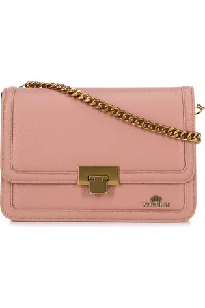 Wittchen Skórzana torebka crossbody z łańcuszkiem różowa