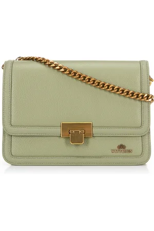 Wittchen Skórzana torebka crossbody z łańcuszkiem zielona