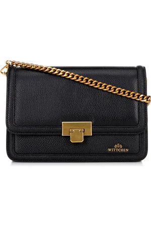 Wittchen Skórzana torebka crossbody z łańcuszkiem czarna