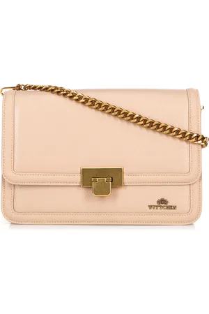 Wittchen Skórzana torebka crossbody z łańcuszkiem beżowa