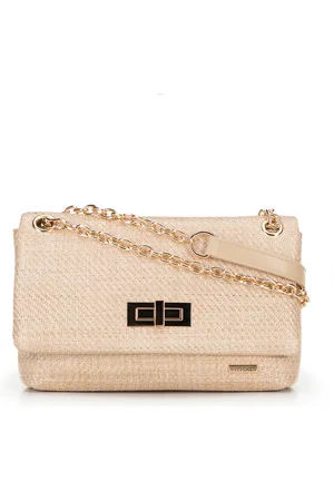 Wittchen Damska crossbody z plecionki na łańcuszku beżowa