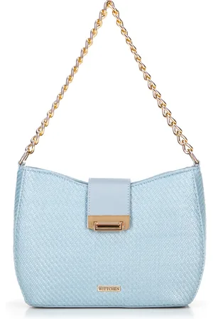 Wittchen Damska torebka crossbody pleciona niebieska