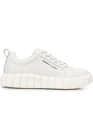 Wittchen Damskie sneakersy ze skóry na wysokiej platformie złamana biel