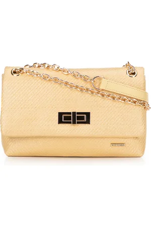 Wittchen Damska crossbody z plecionki na łańcuszku żółta