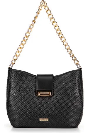 Wittchen Damska torebka crossbody pleciona czarna