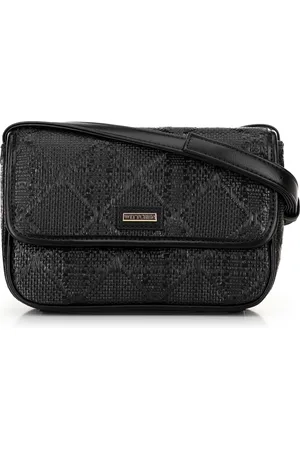 Wittchen Pleciona crossbody z klapą mała czarna