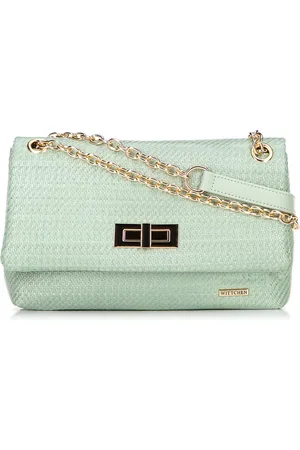 Wittchen Damska crossbody z plecionki na łańcuszku zielona