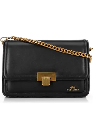 Wittchen Skórzana crossbody z odpinanym łańcuszkiem czarna