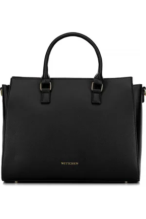 Wittchen Damska torba na laptopa 17" z imitacji skóry czarno - złota