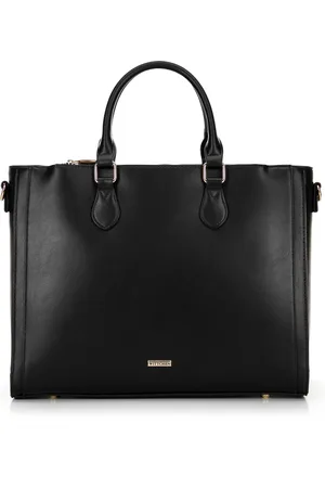 Wittchen Damska torba na laptopa 14,5” z imitacji skóry czarna