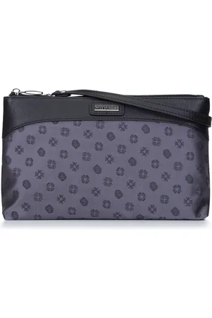 Wittchen Torebka crossbody z żakardu z monogramem i skóry szara