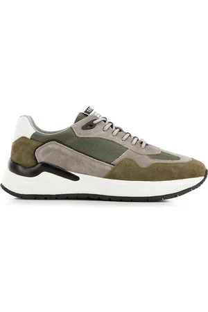 Wittchen Męskie sneakersy skórzane z zamszowymi wstawkami zielono-szare