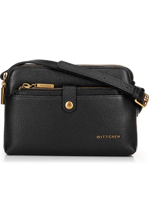 Wittchen Damska torebka crossbody ze skóry dwukomorowa czarna