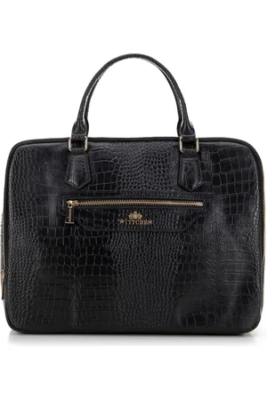 Wittchen Torba na laptopa 15,6" skórzana o fakturze croco czarna