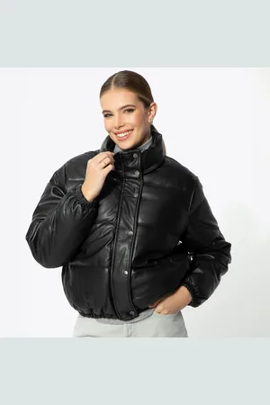 Wittchen Damska kurtka typu puffer z ekoskóry czarna