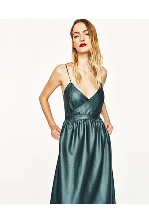 Kobieta Sukienki - Zara CROSSOVER FAUX LEATHER DRESS