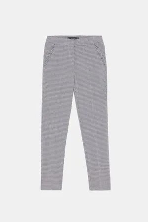 Zara CHECKED TROUSERS WITH RUFFLED POCKET
