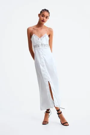 Zara Sukienka w stylu bieliźnianym z tkaniny satynowanej