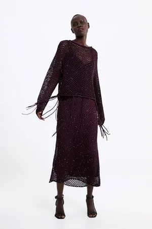 Zara Sweter z siateczki z cekinami