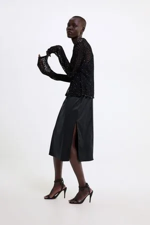 Zara Sweter z siateczki z cekinami